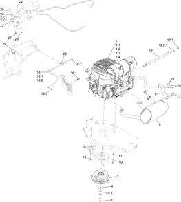 Engine, Clutch And Muffler Assembly Diagram and Parts List for 74959 403010622-999999999 Toro Lawn Mower