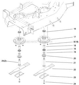Spindle_And_Blade_Assembly Diagram and Parts List for 78370 9900001 - 9999999 Toro Lawn Mower