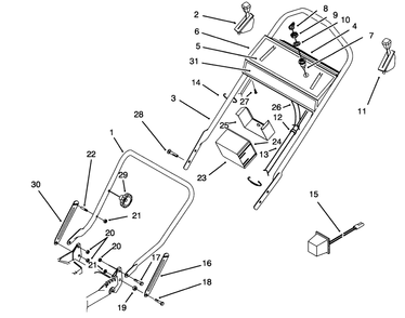 Handle Assembly Diagram and Parts List for 20766BC 49000001 - 49999999 Toro Lawn Mower