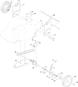 Rear Wheel And Height-Of-Cut Assembly Diagram and Parts List for 21472 410239154 - 411763999 Toro Lawn Mower