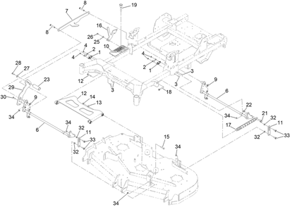 Deck Lift Assembly Diagram and Parts List for 77294 400000000 - 414800761 Toro Lawn Tractor