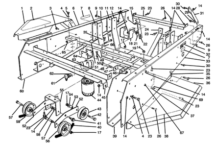 Frame & Jackshaft Assembly Diagram and Parts List for 30610 591300 - 599999 Toro Lawn Tractor