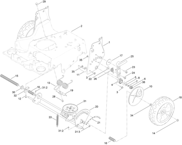Traction And Height-Of-Cut Assembly Diagram and Parts List for 22210 (316000001-316999999)(2016) Toro Lawn Mower