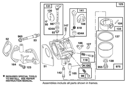 Engine Briggs & Stratton Model 28m707-0127-01 Diagram and Parts List for 71205 6900001 - 6999999 Toro Lawn Tractor