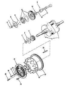 Crankshaft, Camshaft, Flywheel Diagram and Parts List for 73421 5900001 - 5901046 Toro Lawn Tractor