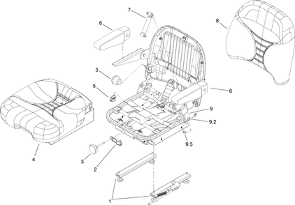 Suspension Seat Assembly Diagram and Parts List for 74269 (240000001-240999999)(2004) Toro Lawn Mower