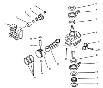 Piston/Crankshaft Diagram and Parts List for 30166 690001 - 691549 Toro Lawn Tractor Accessories
