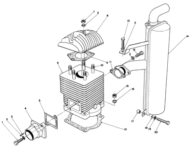 Cylinder & Muffler Assembly Diagram and Parts List for 30113 5000001 - 5999999 Toro Lawn Tractor Accessories