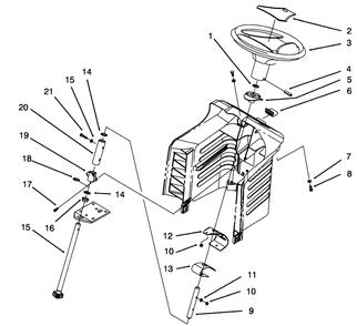 Steering Assembly Diagram and Parts List for 71184 5900001 - 5910000 Toro Lawn Tractor