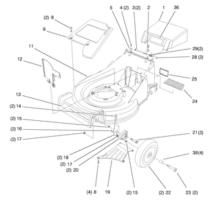 Deck Assembly Diagram and Parts List for 26633B 6900001 - 6999999 Toro Lawn Mower