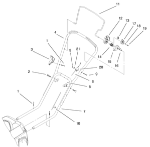 Handle & Controls Assembly Diagram and Parts List for 20050 99000001 - 99999999 Toro Lawn Mower