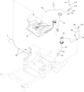Fuel System And Vent Hose Assembly Diagram and Parts List for 77248 411435988 - 999999999 Toro Lawn Tractor