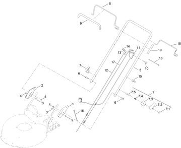 Upper Handle Assembly Diagram and Parts List for 21357 400000000 - 410499999 Toro Lawn Mower