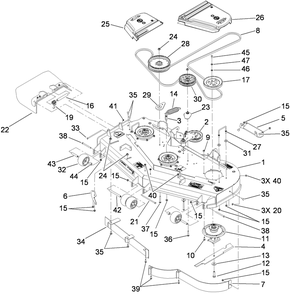 Deck Assembly Diagram and Parts List for 74945CP (310000001-310999999)(2010) Toro Lawn Mower