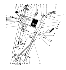Handle Assembly Diagram and Parts List for 38035 4000001 - 4999999 Toro Snow Blower