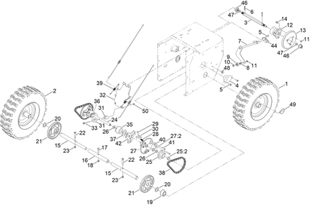 Traction Drive Assembly Diagram and Parts List for 38844 409000000 - 411999999 Toro Snow Blower