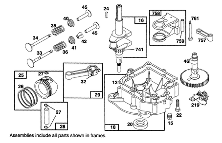 Engine Briggs & Stratton Model 282707-0119-01 Diagram and Parts List for 71182 4900001 - 4999999 Toro Lawn Tractor