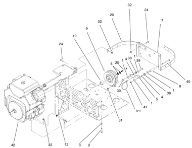 Engine And Clutch Assembly Diagram and Parts List for 74228 (220000001-220999999)(2002) Toro Lawn Mower