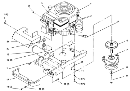 Single Cylinder Engine, Muffler, And P.T.O. Diagram and Parts List for 72064 6900001 - 6999999 Toro Lawn Tractor