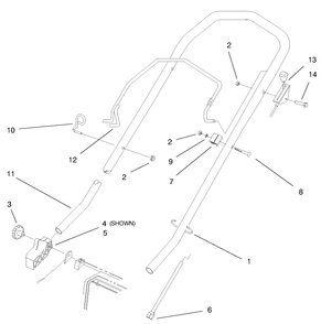 Handle Assembly Diagram and Parts List for 20804 9900001 - 9999999 Toro Lawn Mower