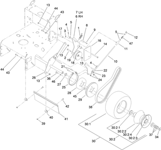 Drive Wheel And Brake Assembly Diagram and Parts List for 30672 405670000-410299999 Toro Lawn Mower