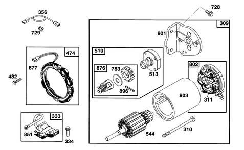 Engine Briggs & Stratton Model 254707-0128-01 Diagram and Parts List for 71200 3900001 - 3999999 Toro Lawn Tractor