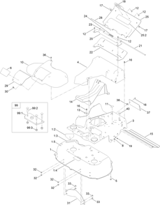Deck Assembly Diagram and Parts List for 22215 400000000-405319999 Toro Lawn Mower