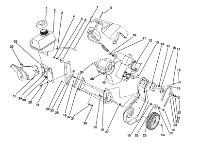 Engine & Frame Assembly Diagram and Parts List for 38195 2000001 - 2999999 Toro Snow Blower