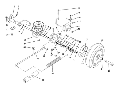 S.P. Rear Axle Assembly Diagram and Parts List for 20920B 0000001 - 0999999 Toro Lawn Mower