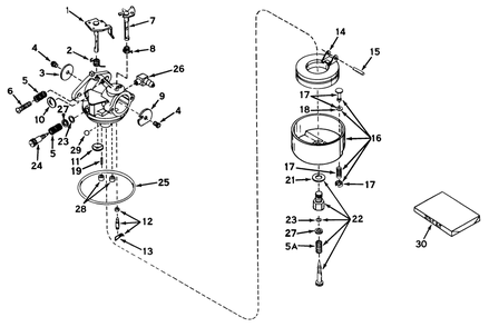 Carburetor No. 631581 Diagram and Parts List for 18257 1000001 - 1999999 Toro Lawn Mower