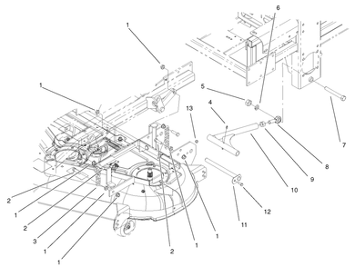 Deck Connection Assembly Diagram and Parts List for 74228 (220000001-220999999)(2002) Toro Lawn Mower
