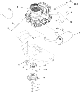 Engine, Clutch And Muffler Assembly Diagram and Parts List for 74951 (311000001-311000402)(2011) Toro Lawn Mower