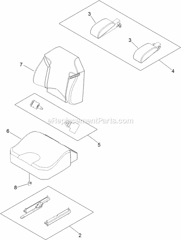 Seat Assembly No. 116-0035 Diagram and Parts List for 74916 312000001-312999999 Toro Lawn Mower