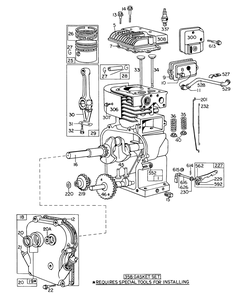 Engine Model No. 100292 Type 0245-07 Briggs & Stratton Diagram and Parts List for 58125 4000001 - 4999999 Toro Tiller
