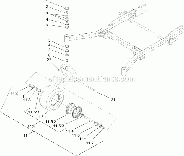 Castor And Wheel Assembly Diagram and Parts List for 74262TE 260000001-260999999 Toro Lawn Mower