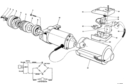 Starter Motor & Switch Housing Assembly Diagram and Parts List for 38186 1000001 - 1999999 Toro Snow Blower