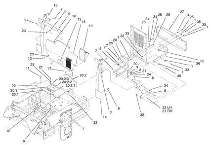 Cooling Mounting Frame Assembly Diagram and Parts List for 74214 (220000001-220999999)(2002) Toro Lawn Mower