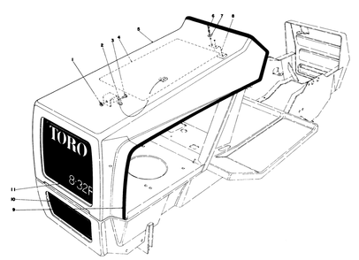 Hood Assembly Diagram and Parts List for 57305 8000001 - 8999999 Toro Lawn Tractor