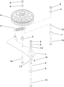 Idler Assembly Diagram and Parts List for 74281TE (270000001-270000300)(2007) Toro Lawn Tractor