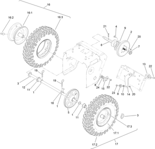 Drive Assembly Diagram and Parts List for 37798 408707000 - 411309388 Toro Snow Blower