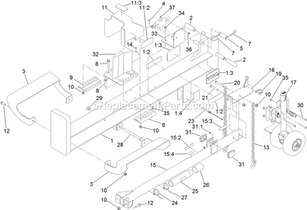 Frame And Jack Assembly Diagram and Parts List for 22618 400000000-401999999 Toro Lawn Tractor Accessories