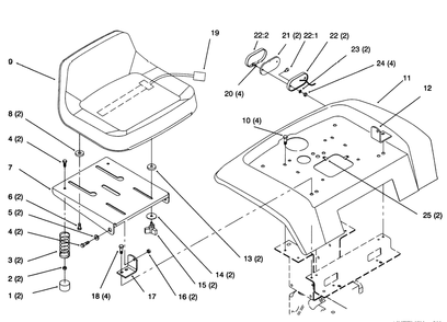 Fender, Seat Diagram and Parts List for 73363 6900001 - 6999999 Toro Lawn Tractor