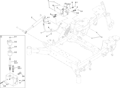 Hydraulic Lift And Fold Assembly Diagram and Parts List for 74096 403247447-999999999 Toro Lawn Tractor