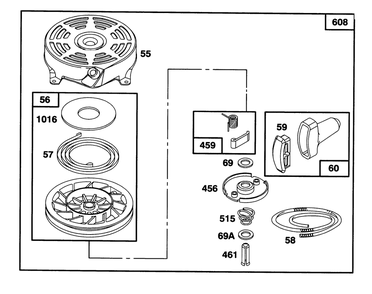 Engine Briggs & Stratton Model 128807-0658-01 Diagram and Parts List for 20463 5900001 - 5999999 Toro Lawn Mower