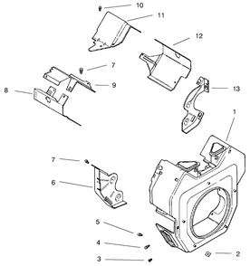 Blower Housing And Baffles Diagram and Parts List for 74182 (891565-899999)(1998) Toro Lawn Tractor