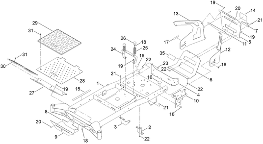 Frame Assembly Diagram and Parts List for 76401 417300000 - 417359999 Toro Lawn Tractor
