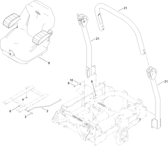 Seat And Roll-Over Protection System Assembly Diagram and Parts List for 72264TE 406427909-406429999 Toro Lawn Mower