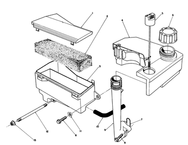 Air Cleaner & Fuel Tank Assembly (Model No. Vml0-5) Diagram and Parts List for 20926B 2000001 - 2999999 Toro Lawn Mower