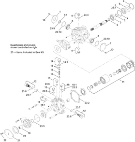 Hydraulic Variable Pump  Assembly No. Au239918a1 Diagram and Parts List for 25403 400000000 - 401399999 Toro Lawn Tractor Accessories