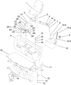 Seat Base Assembly Diagram and Parts List for 12004TC 260000001 - 260999999 Toro Lawn Tractor